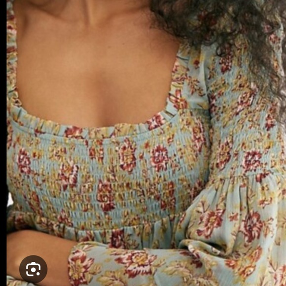 Free People Golden Age Chiffon Floral Tiered Blouse ,Large, EUC. - Picture 3 of 7